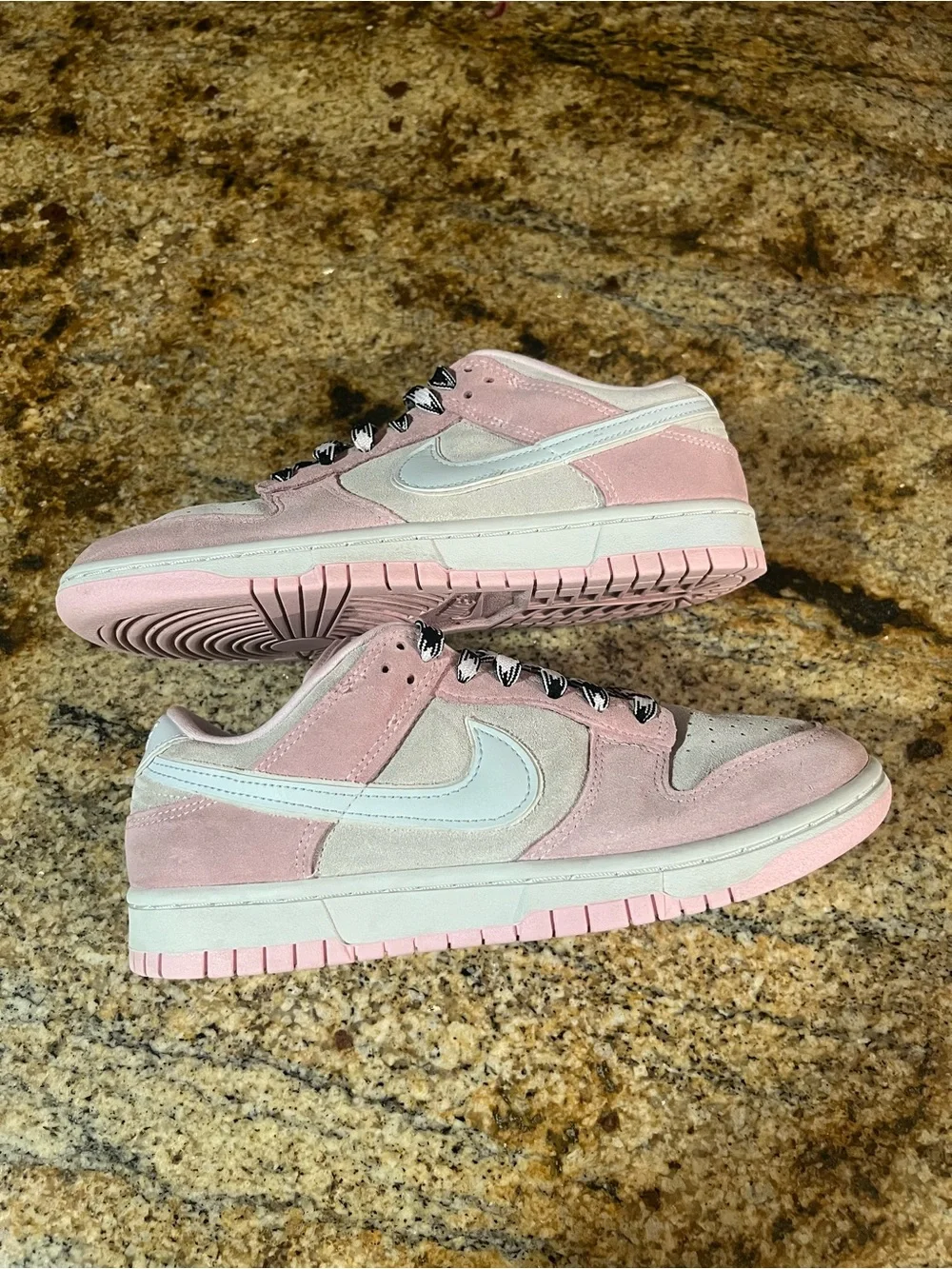 Nike Pink and White Low-Top Sneakers